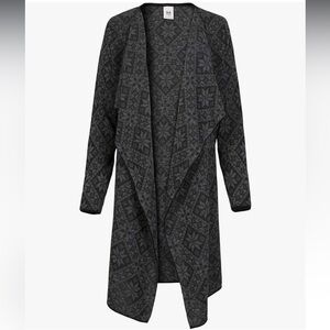 Dale of Norway Flora Jacket Sweater Wool Open Cardigan in Gray/Black Size Large